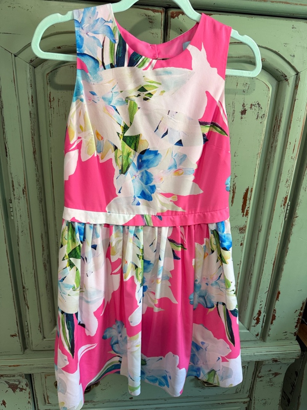 CeCe Pink Floral Sleeveless Fit & Flare Dress